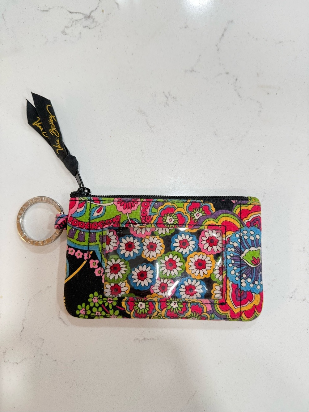 Vera Bradley Zip ID Case with Silver Key Ring